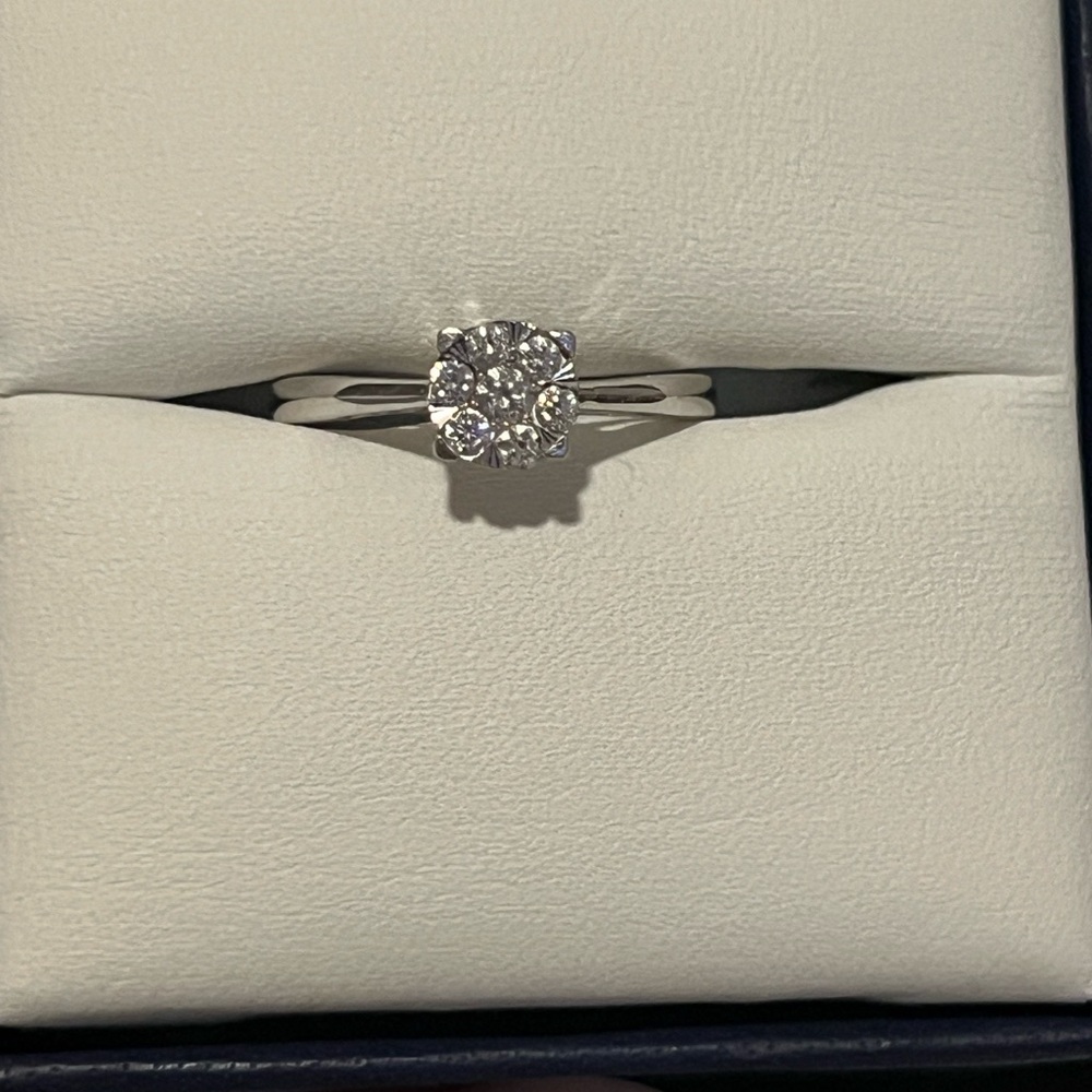Classic Silver Solitaire Diamond Ring - image 1